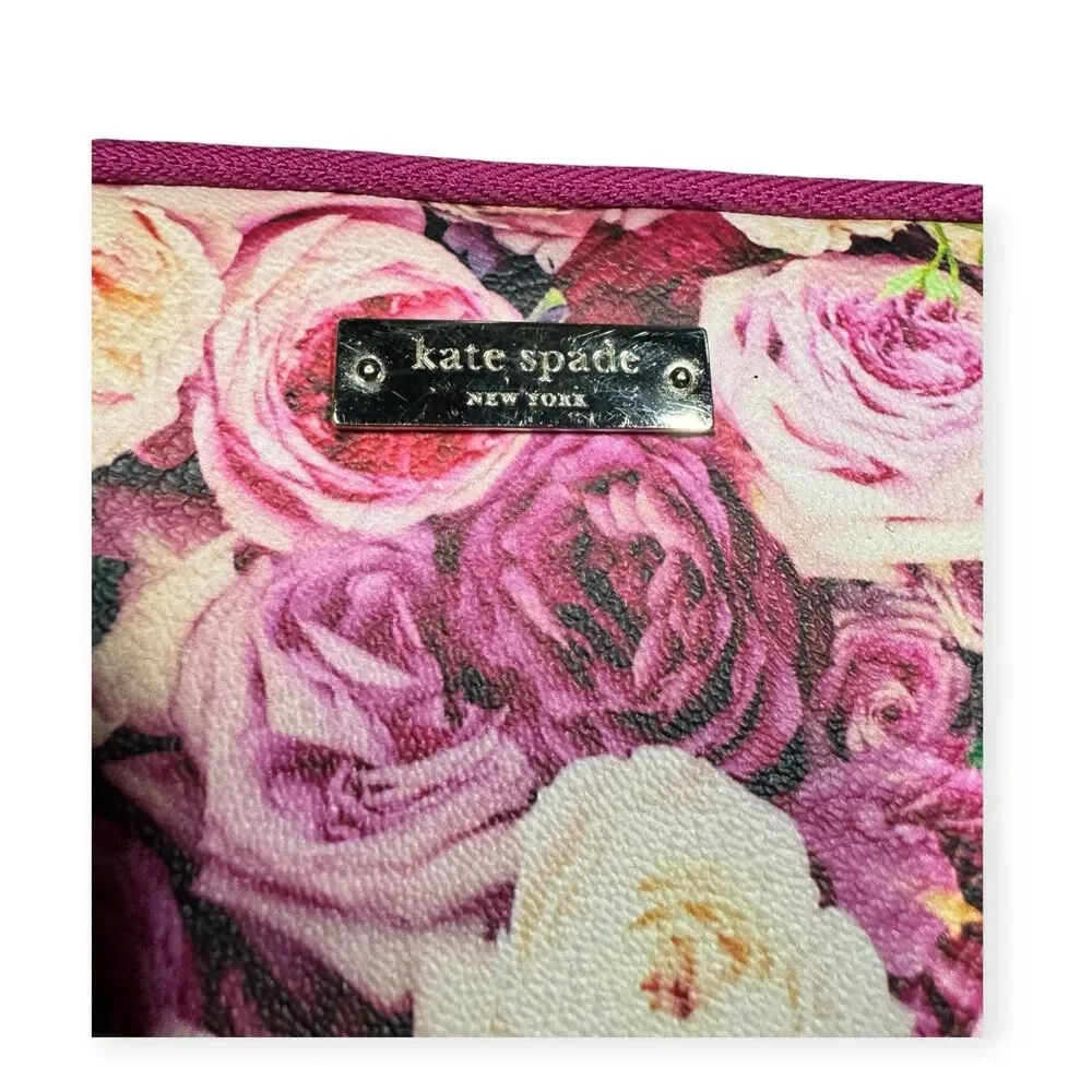 Kate Spade Laptop Sleeve Case Designer Floral Rose Pink Red Zip Padded
